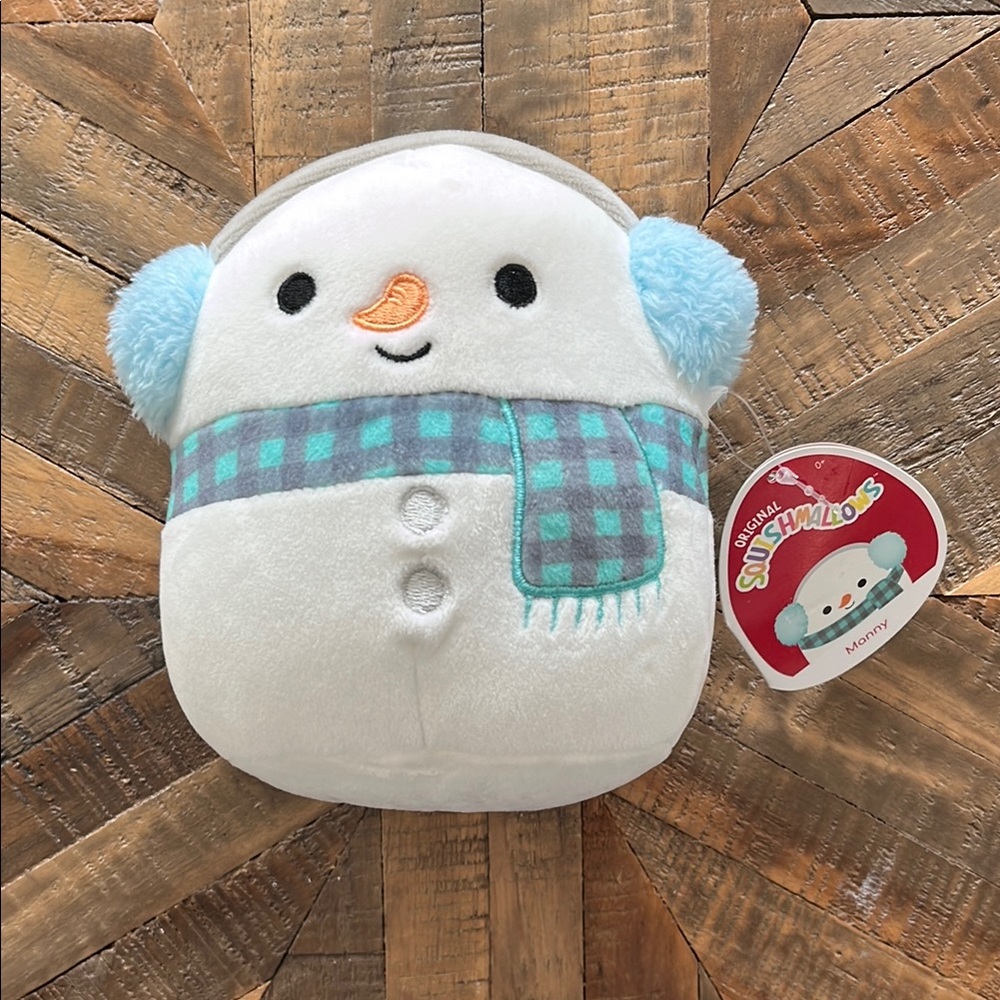 Original Squishmallows White and Blue Snowman-Manny NWT